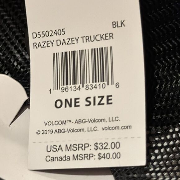 VOLCOM MEN’S RAZEY DAZEY TRUCKER HAT IN BLACK AND ONE SIZE NWT - Picture 3 of 3